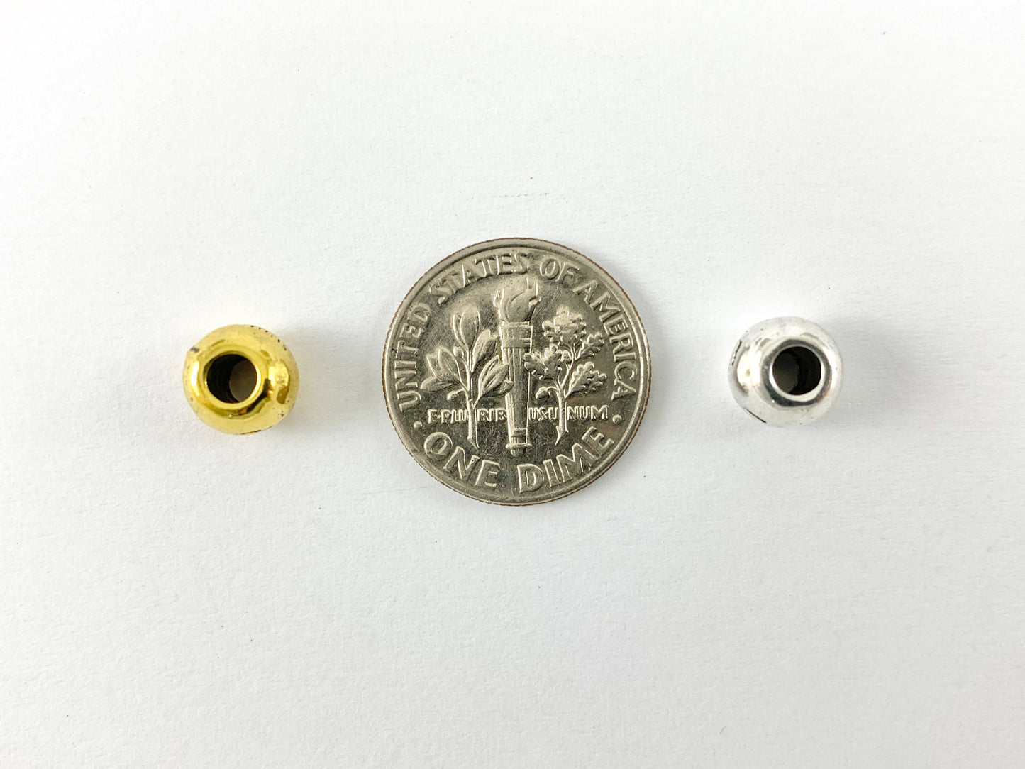 Pewter Shiny Carving Etched Round Spacer Large Hole Beads Rosy Gold, Gold, Silver, Bronze, Copper