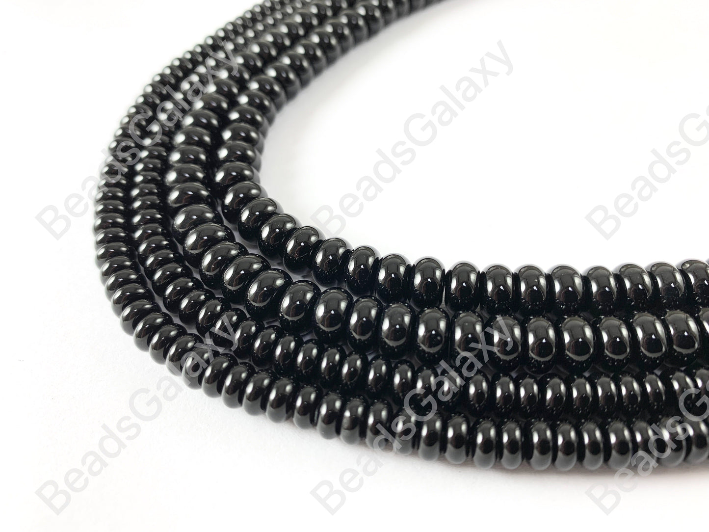 Grade AAA Solid Black Onyx Rondelle Smooth Shiny Natural Gemstone Beads High Quality Healing Stone 6mm 8mm Around 15"