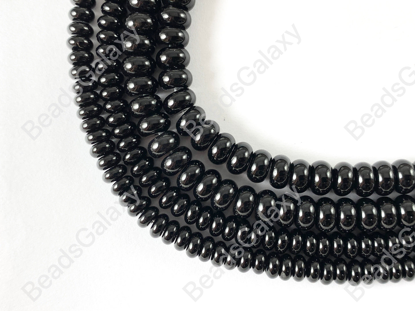 Grade AAA Solid Black Onyx Rondelle Smooth Shiny Natural Gemstone Beads High Quality Healing Stone 6mm 8mm Around 15"