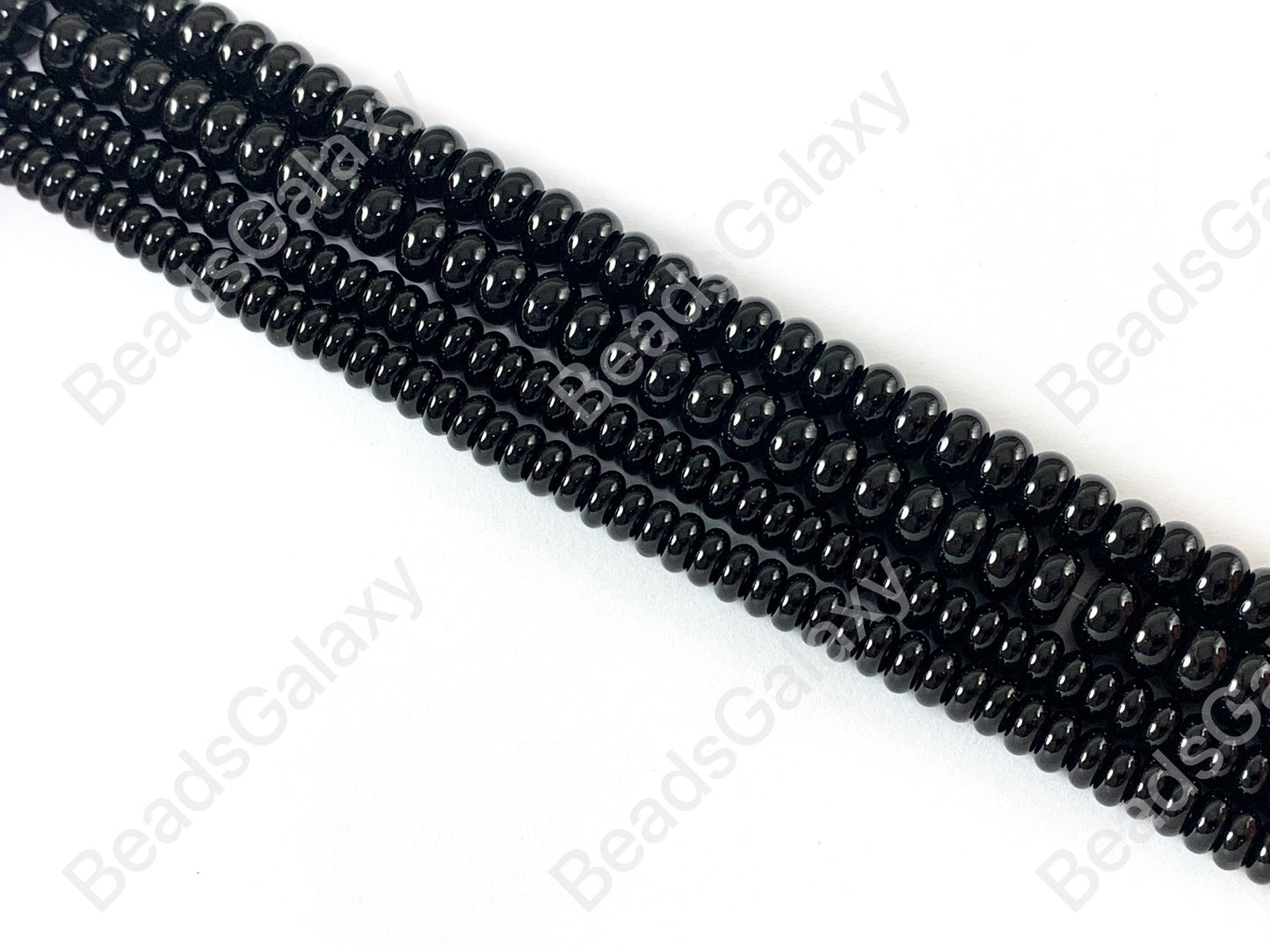 Grade AAA Solid Black Onyx Rondelle Smooth Shiny Natural Gemstone Beads High Quality Healing Stone 6mm 8mm Around 15"
