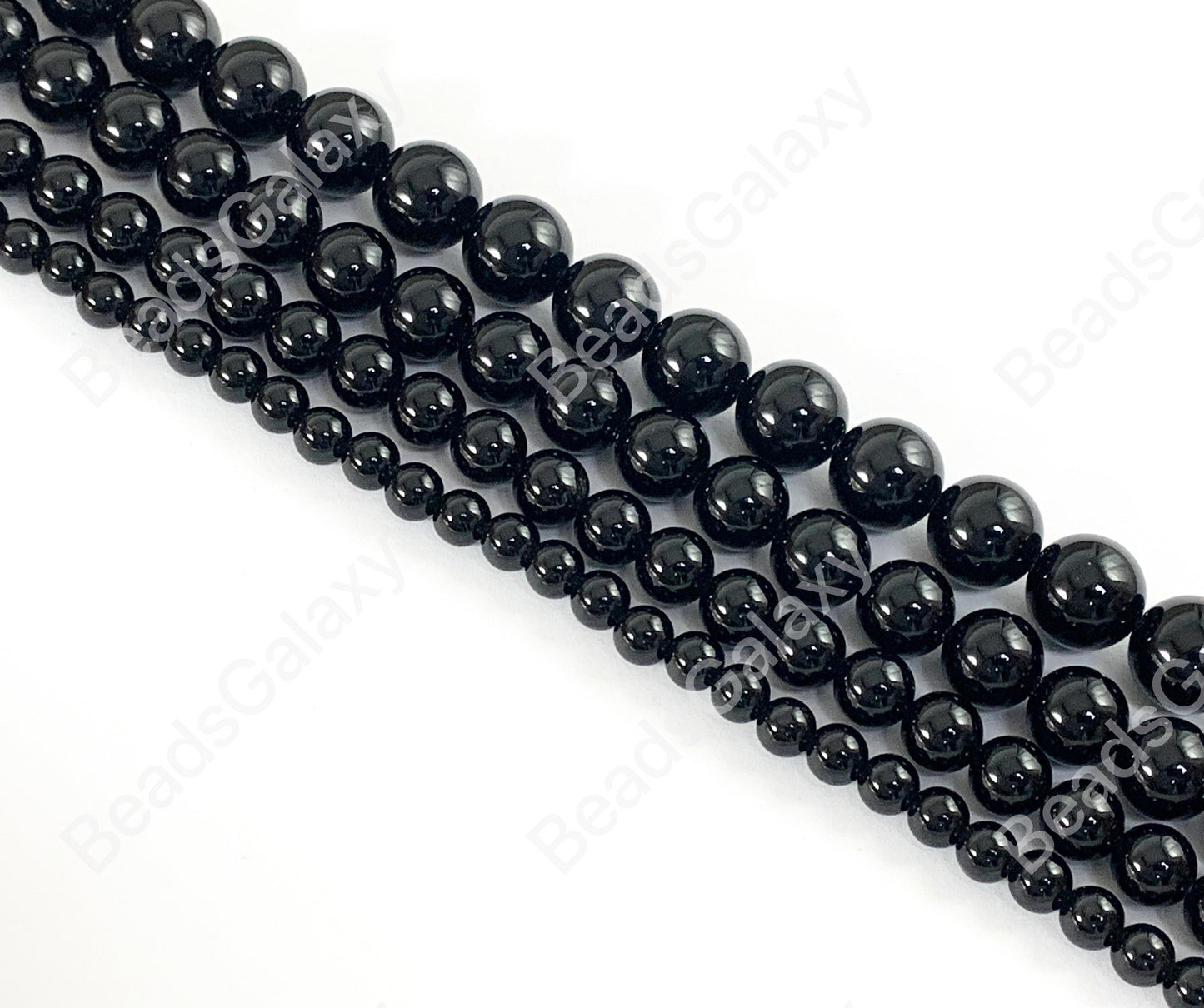 Black Obsidian Round Smooth Shiny Solid Black Natural Healing Gemstone Beads Men's and Women's bracelet Around 15"- 16" Strand