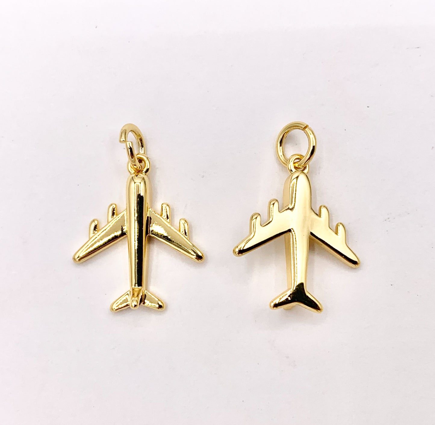 Cute Airplane Charms in 18K Gold Plated Over Copper 10 PCS