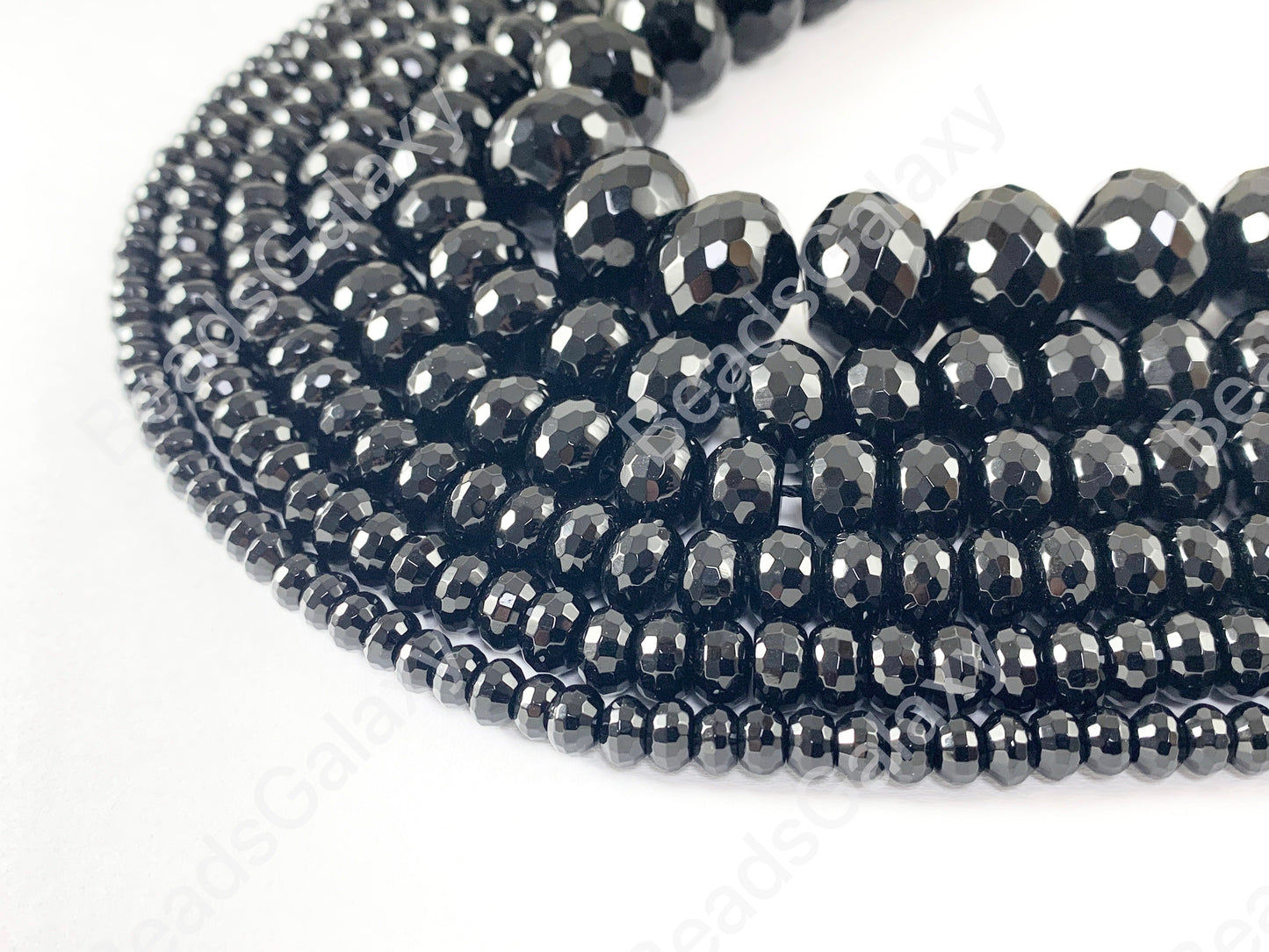 Grade AAA Solid Black Onyx Fine Cut Rondelle Faceted Shiny Natural Gemstone Beads High Quality Healing Stone 6mm-14mm Around 15"
