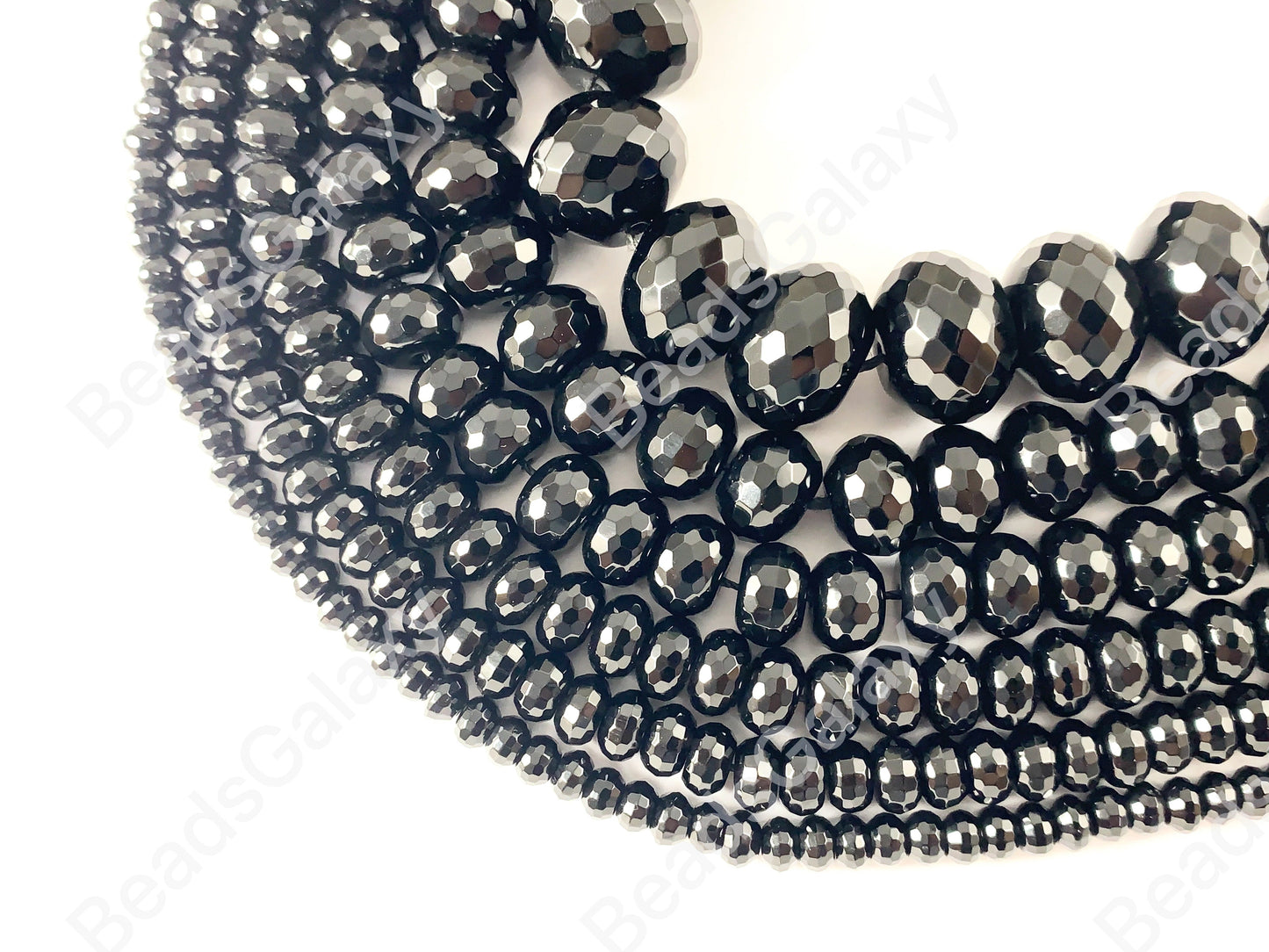 Grade AAA Solid Black Onyx Fine Cut Rondelle Faceted Shiny Natural Gemstone Beads High Quality Healing Stone 6mm-14mm Around 15"