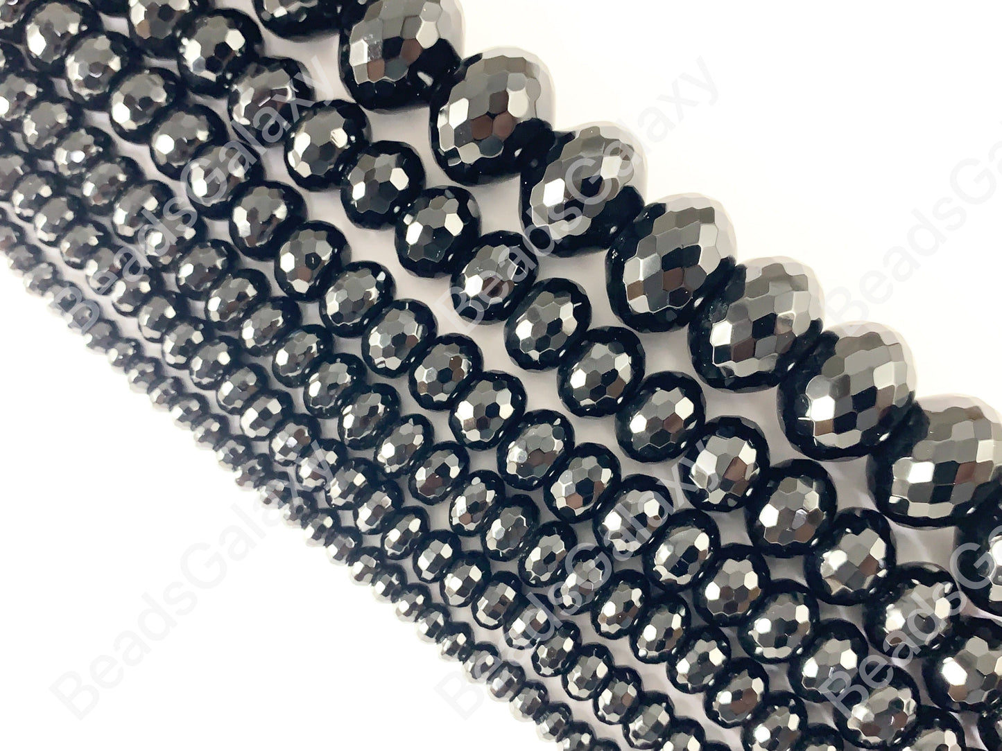 Grade AAA Solid Black Onyx Fine Cut Rondelle Faceted Shiny Natural Gemstone Beads High Quality Healing Stone 6mm-14mm Around 15"