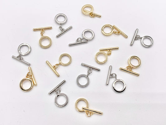 Real Gold 18K and Platinum Plated Toggle Over Copper 10 SETS