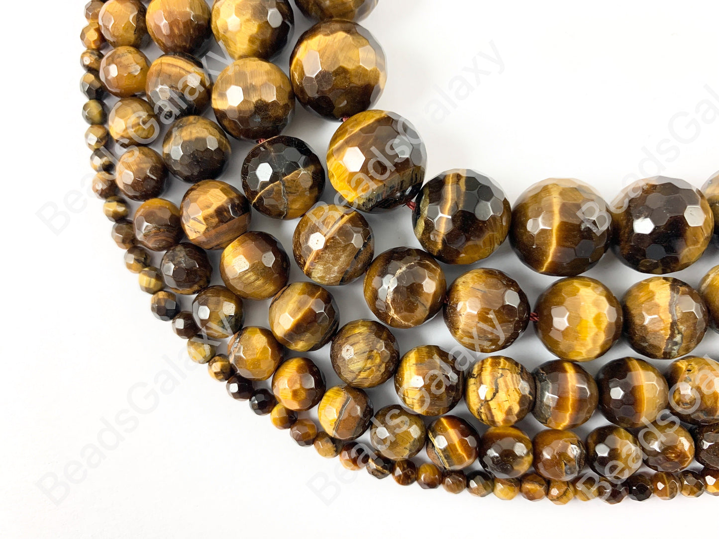 Yellow Tiger's Eye Round Faceted Beads Natural Shiny Gemstone Healing Energy Beads Men's and Women's Bracelet 4-14mm Around 15"