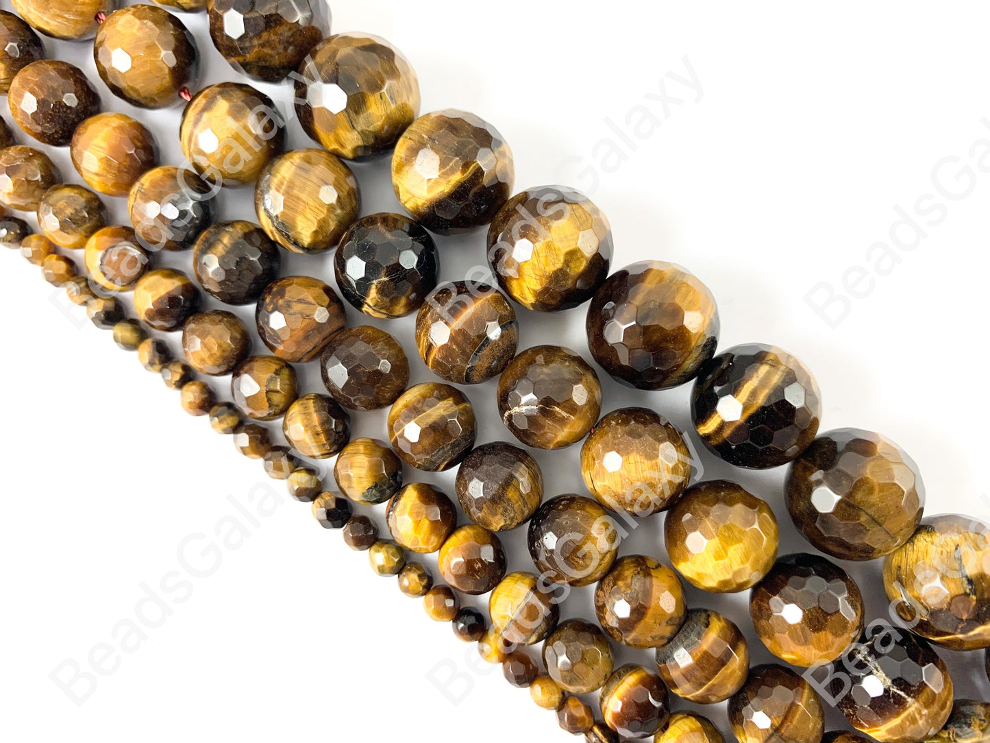 Yellow Tiger's Eye Round Faceted Beads Natural Shiny Gemstone Healing Energy Beads Men's and Women's Bracelet 4-14mm Around 15"