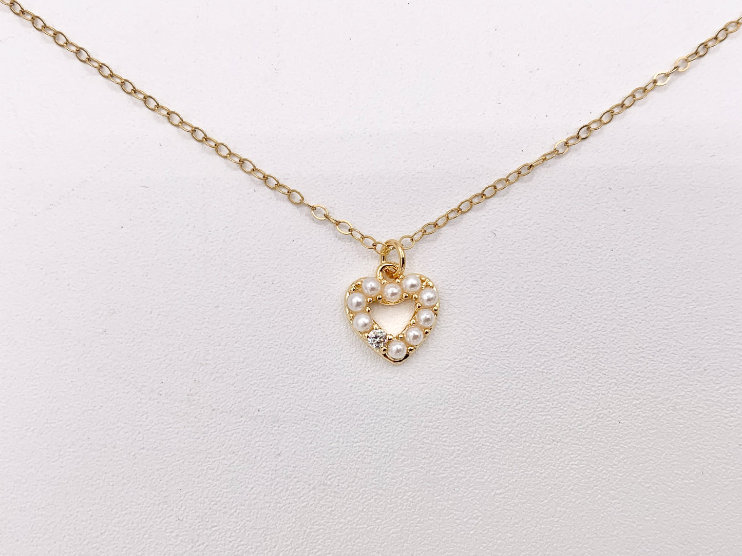 Tiny Mother of Pearl CZ Pave Heart Charm in Real Gold Plated 18K Over Copper 10 PCS