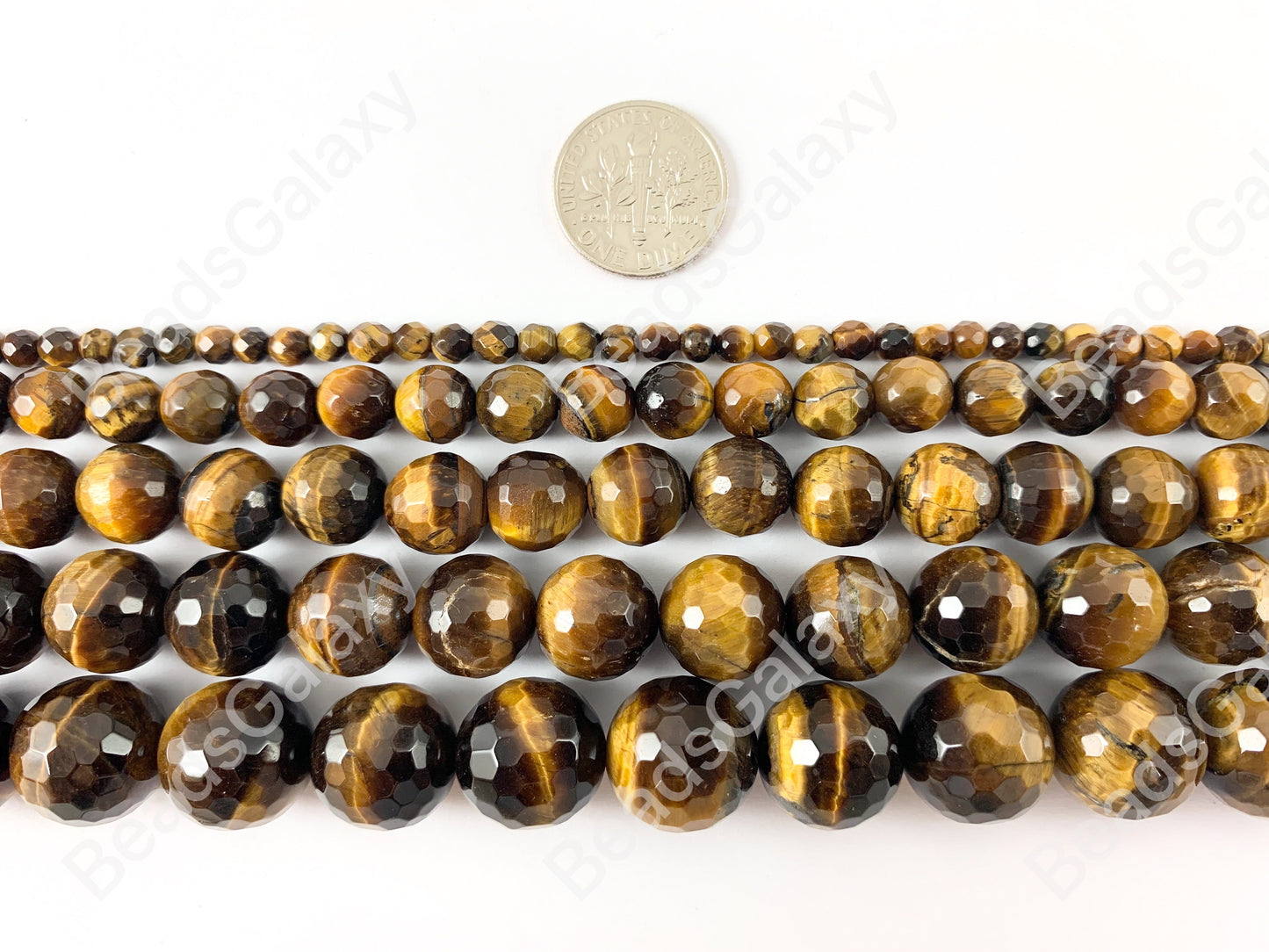 Yellow Tiger's Eye Round Faceted Beads Natural Shiny Gemstone Healing Energy Beads Men's and Women's Bracelet 4-14mm Around 15"