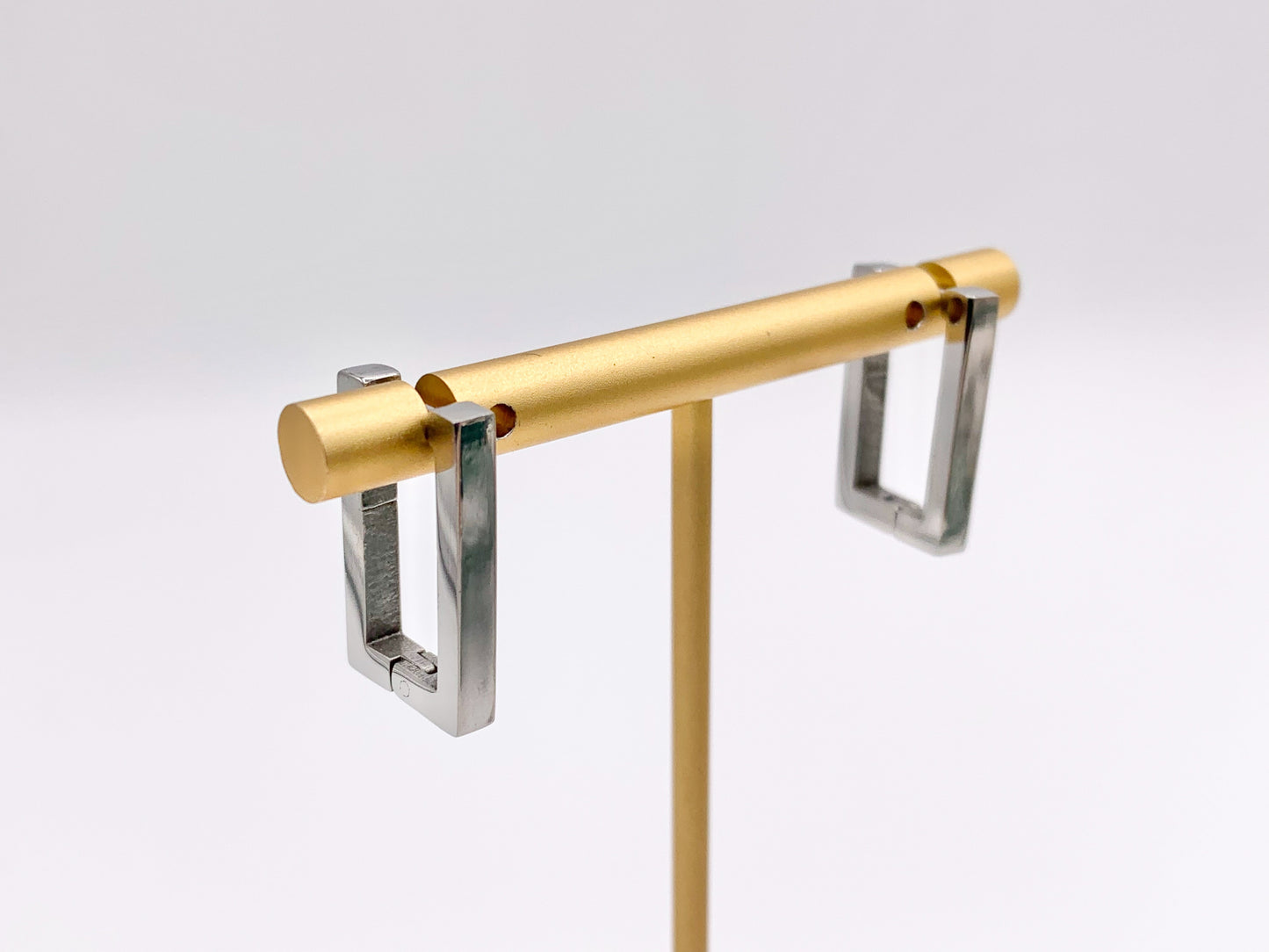Stainless Steel Rectangle Earrings Huggies in 18K Gold/Silver plated Stainless Steel 3 PAIRS
