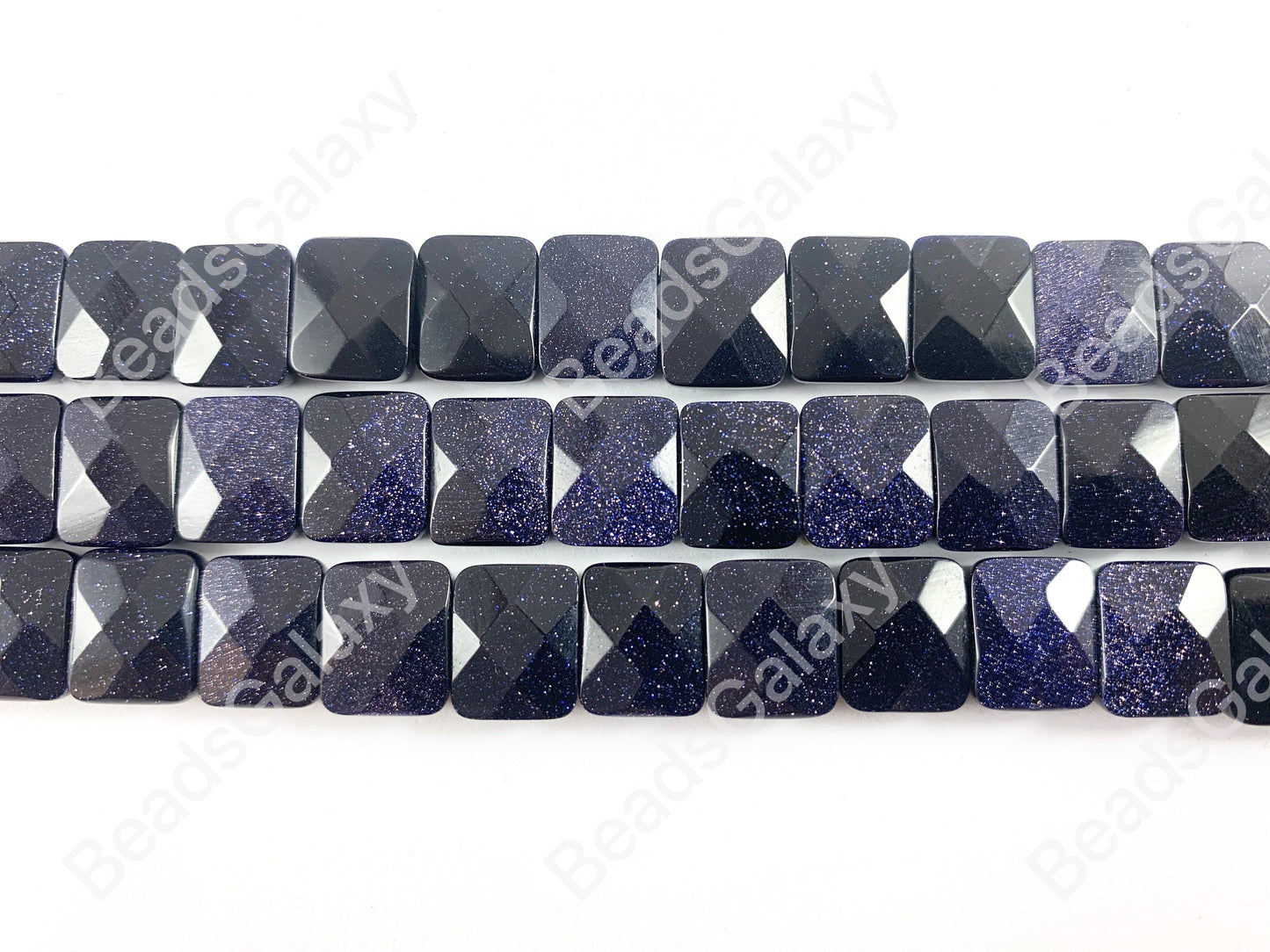 Reddish-Brown & Dark Blue Glittering Goldstone Blue Goldstone faceted Rectangle Double Drilled Beads for Bracelet Around 15"