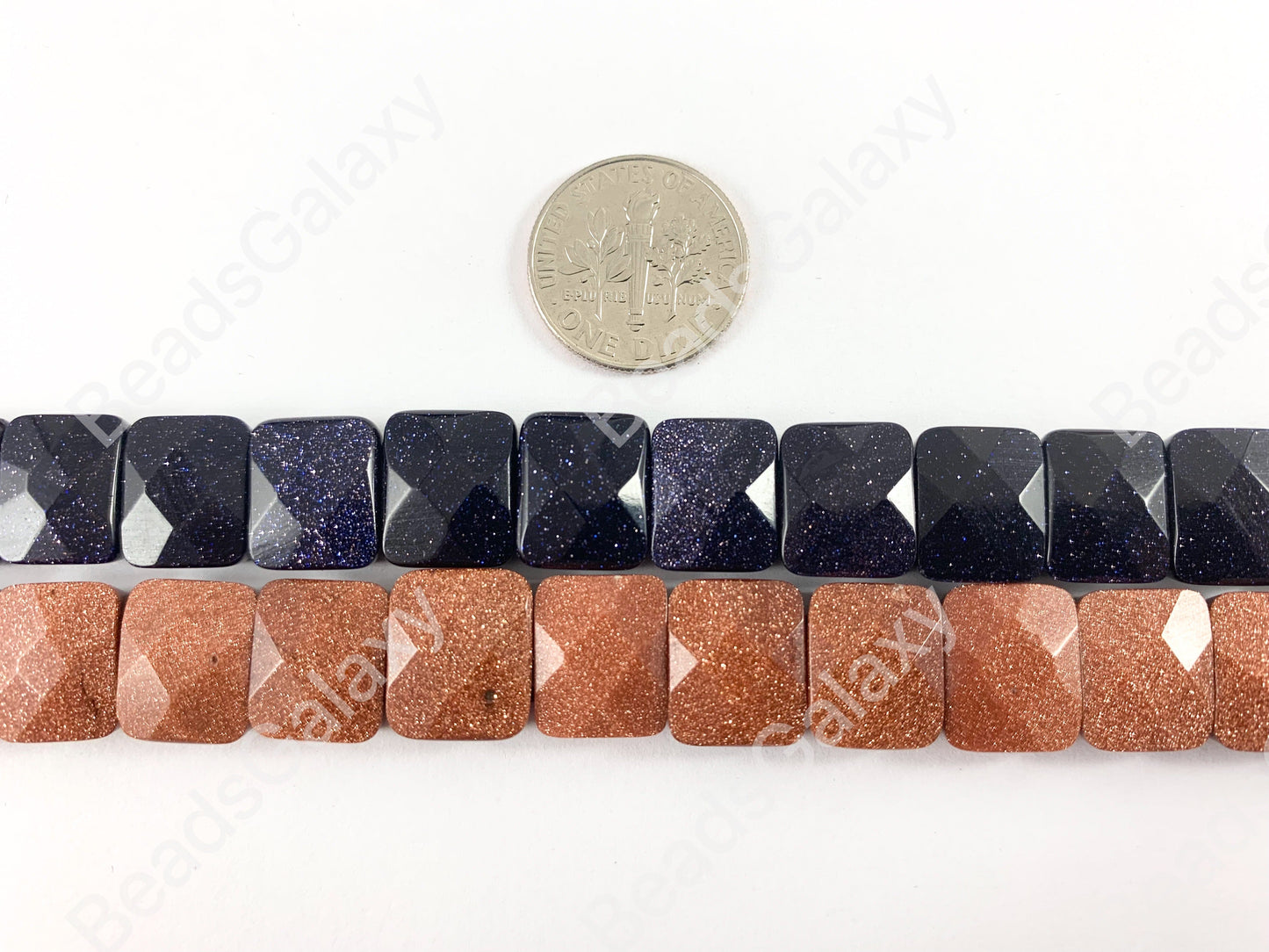 Reddish-Brown & Dark Blue Glittering Goldstone Blue Goldstone faceted Rectangle Double Drilled Beads for Bracelet Around 15"