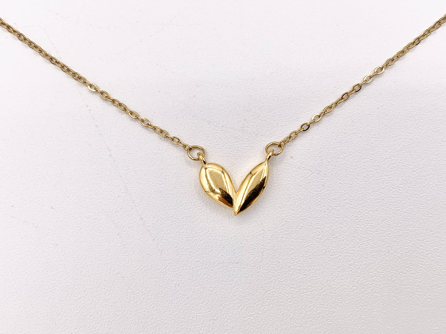 Delicate Heart Necklace Gold Plated Stainless Steel Dainty Flexible Minimalist Finished Necklace 16" with Extension Link 1PC