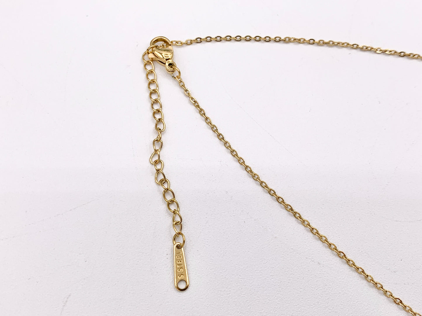 Delicate Spacer Dangle CZ Pave Necklace Gold Plated Stainless Steel Dainty Flexible Minimalist Finished Necklace 16" with Extension Link 1 PC