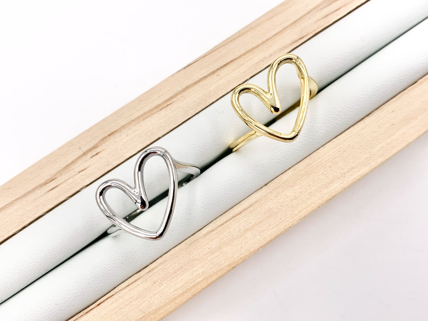 Cute Statement Simple Abstract Heart Rings in 18K Gold or Silver plated Copper 6PCS