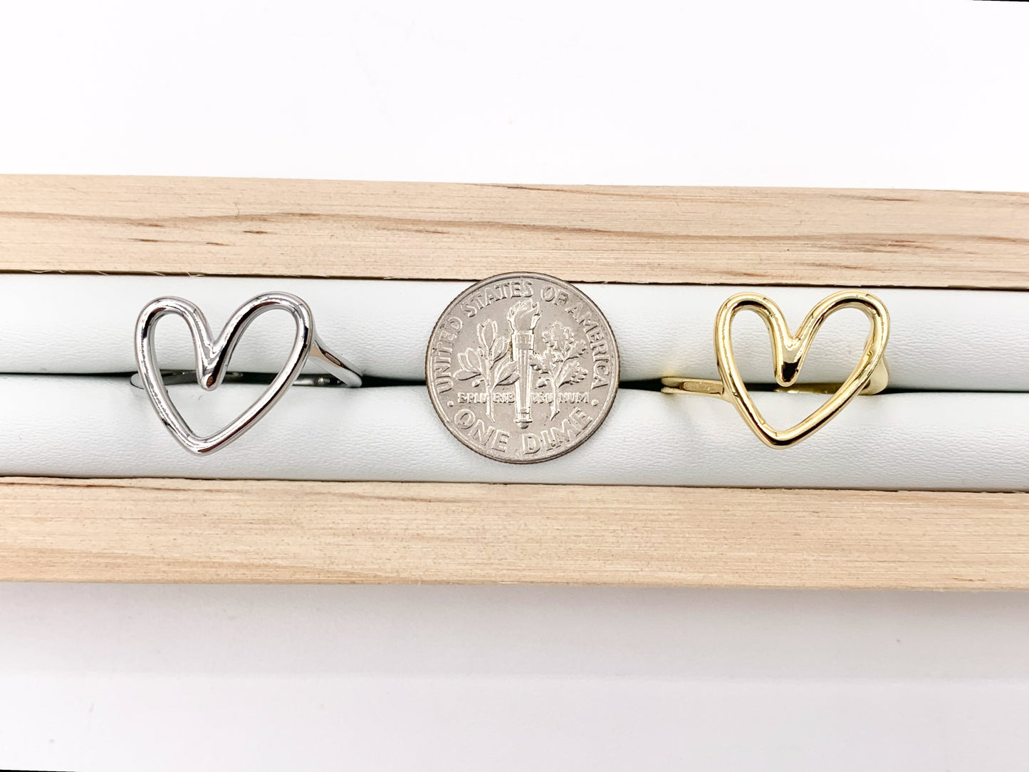 Cute Statement Simple Abstract Heart Rings in 18K Gold or Silver plated Copper 6PCS