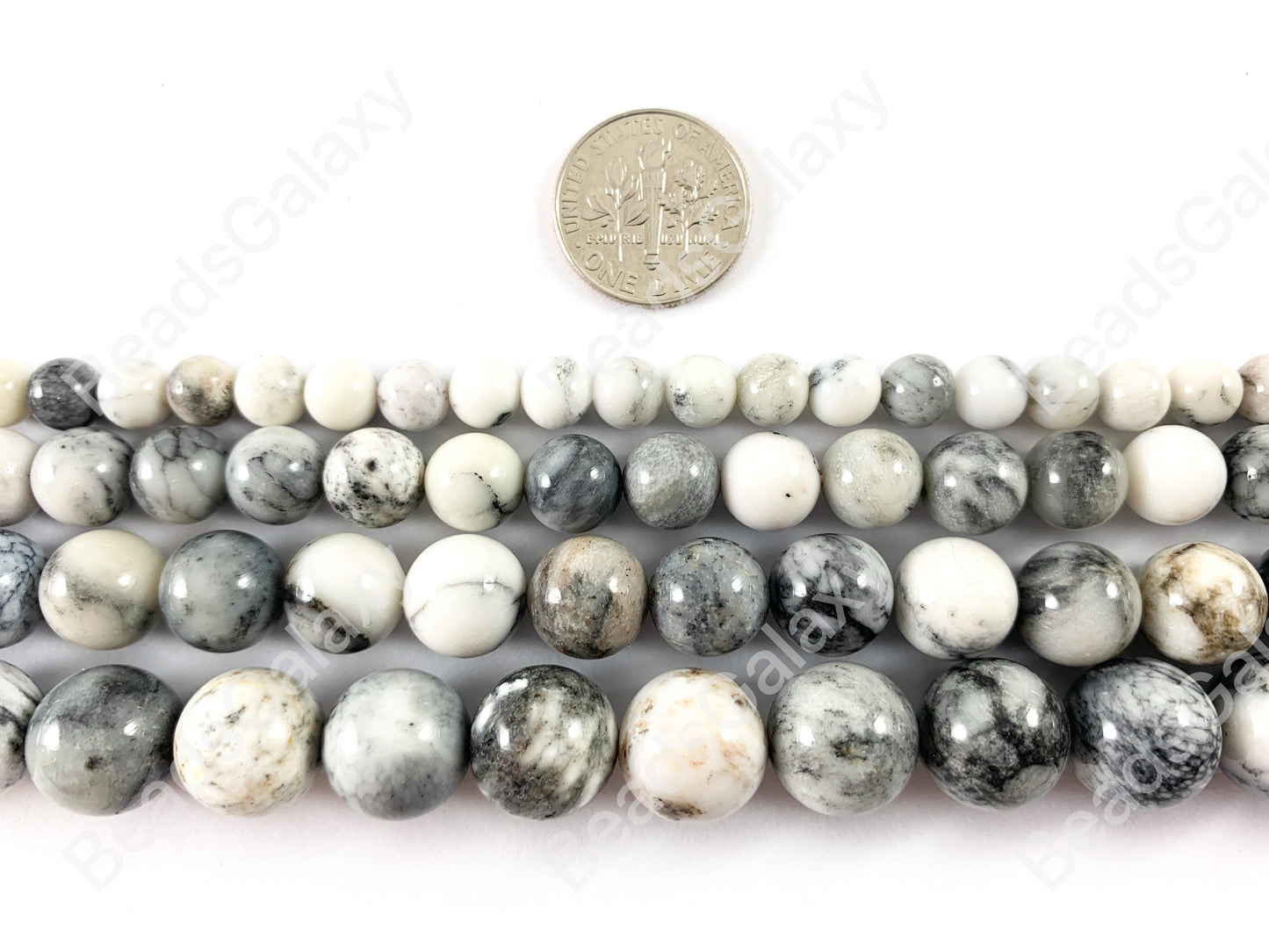 Black Plume Agate Dendritic Black & White Natural Artistic Agate Round Smooth Shiny Beads for Men's and Women's Bracelets 6-12mm Around 15"