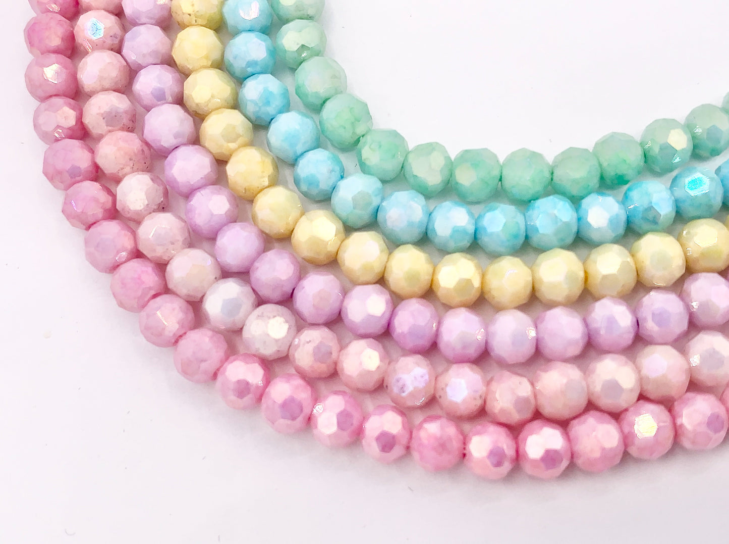 4mm High Quality Opaque Crystal Round Faceted 32 Cut Extra Shiny Crystal Beads 1 Strand 15" Available in 6 Colors
