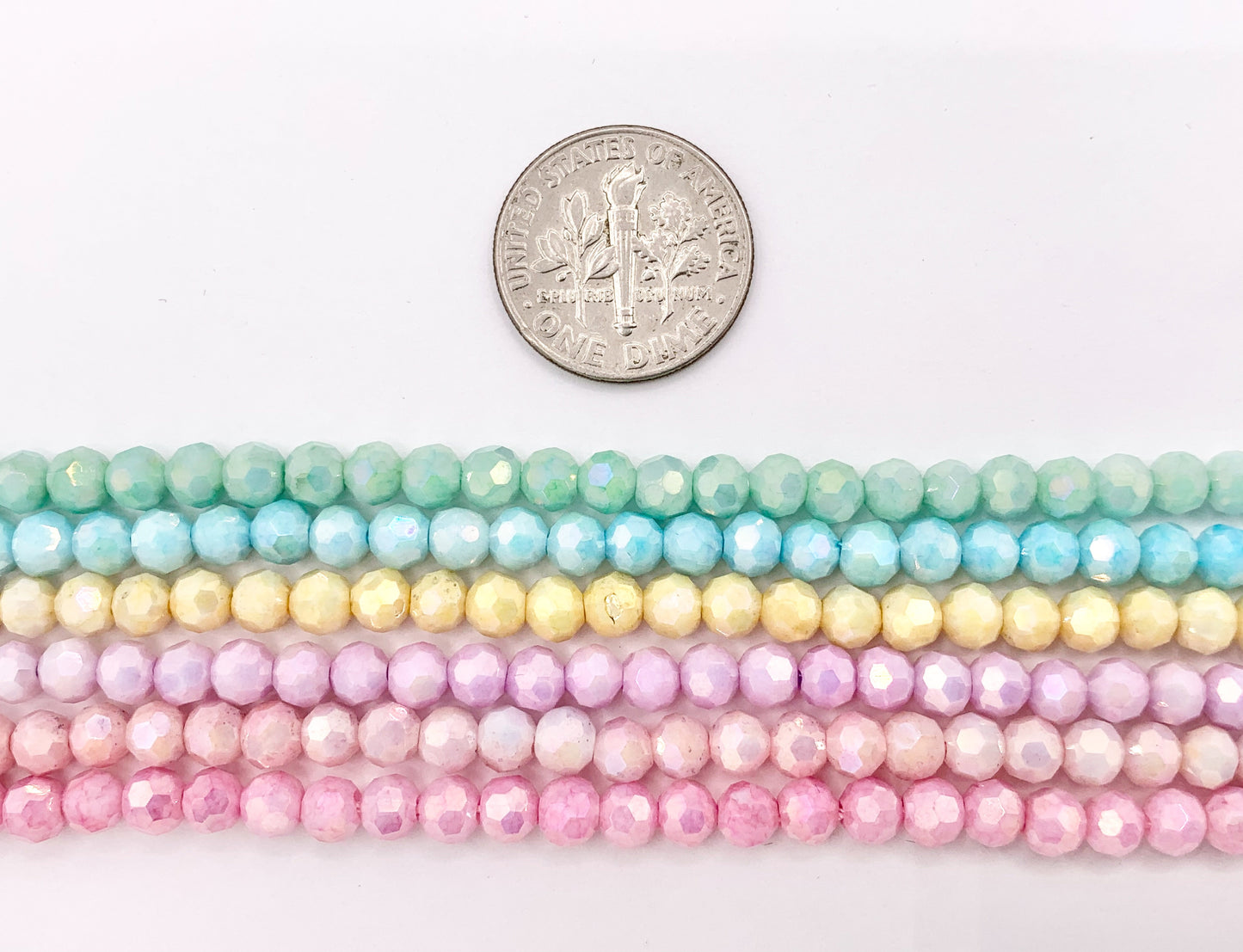 4mm High Quality Opaque Crystal Round Faceted 32 Cut Extra Shiny Crystal Beads 1 Strand 15" Available in 6 Colors