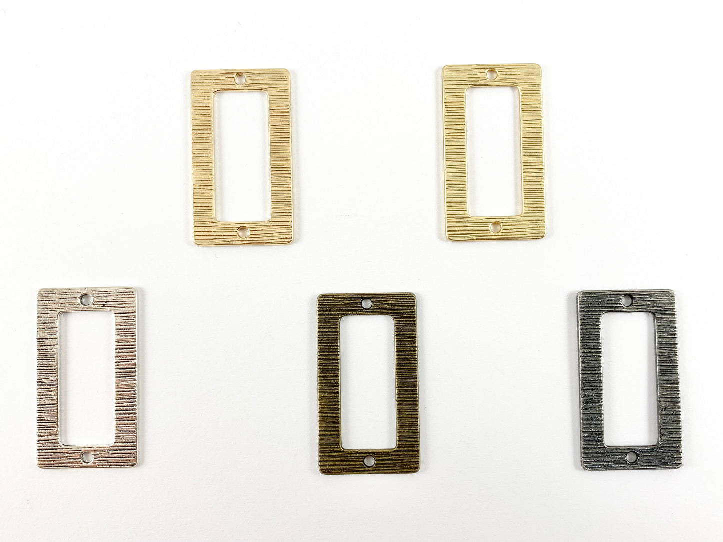 18x32mm Pewter Wavy Cut Out Rectangle Pendants Brushed Rectangular Connectors Bulk Order in Matte Gold, Gold, Silver, Brass and Gunmetal