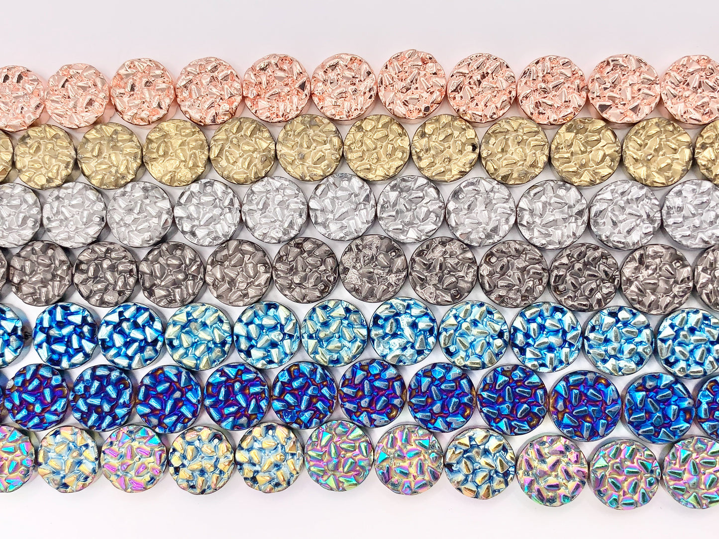 10mm Hematite Hammered Coin Beads Jewelry Making Around 15"-16" Price for 1 Strand