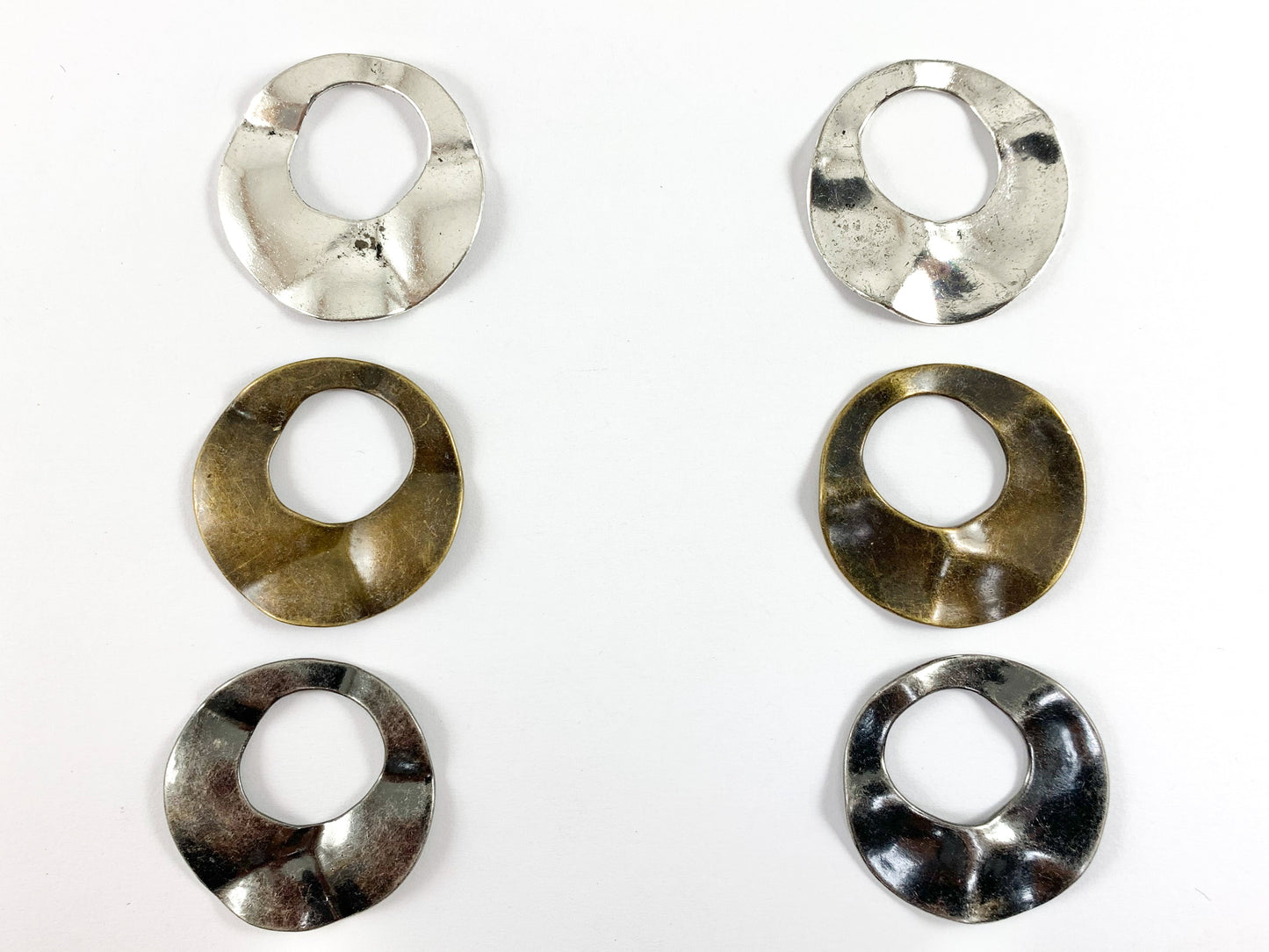 31x32mm Pewter Wavy Cut Out Circle Pendants Bulk Order in Matte Gold, Gold, Silver, Brass and Gunmetal