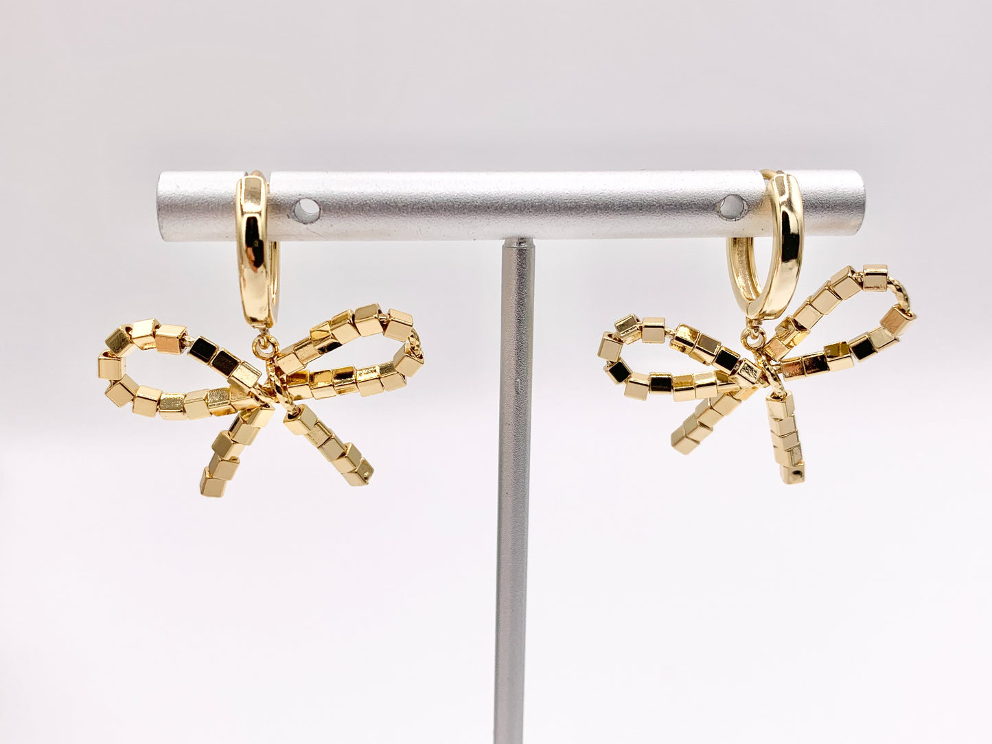 Cute Bowtie Earring Huggies in 18K Gold Plated Over Copper Earrings 4 PAIRS