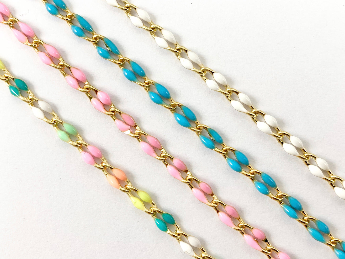 18K Gold Plated Colorful Enamel Plated Copper Skinny Twisted  Link Chain For Summer Jewelry Making And Designs