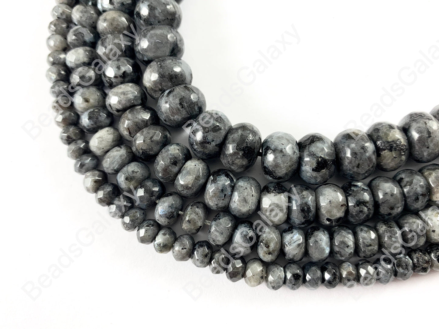 Black Labradorite Larvikite Rondelle Faceted Natural Gemstone Beads For Men's and Women's Bracelets 6-12mm Available Around 14"-15"
