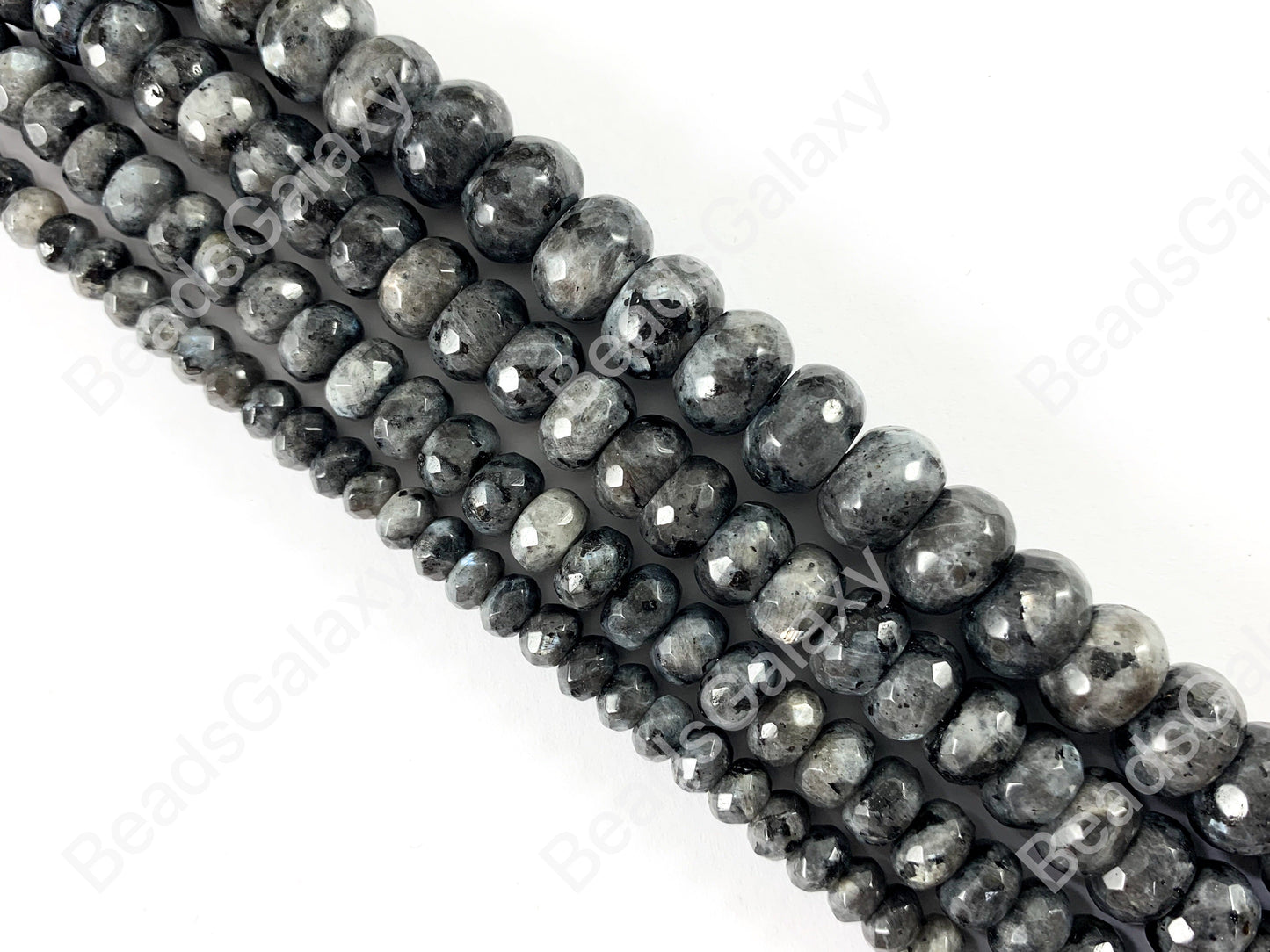 Black Labradorite Larvikite Rondelle Faceted Natural Gemstone Beads For Men's and Women's Bracelets 6-12mm Available Around 14"-15"
