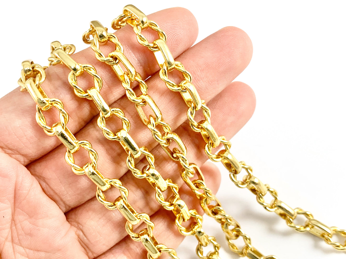 18K Gold Plated Twisted Circle Chain For Bracelets And Necklaces Making