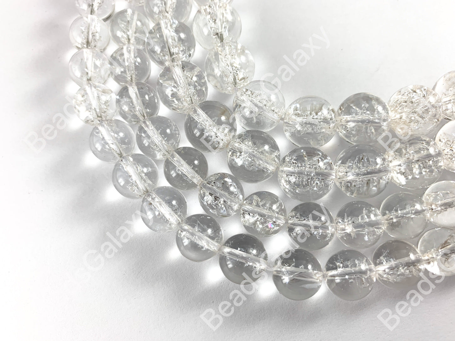 Grade AAA Natural Crackle Clear Quartz High Quality Round Smooth Shiny Beads Healing Crystalline Gemstone 10mm 12mm Around 15"