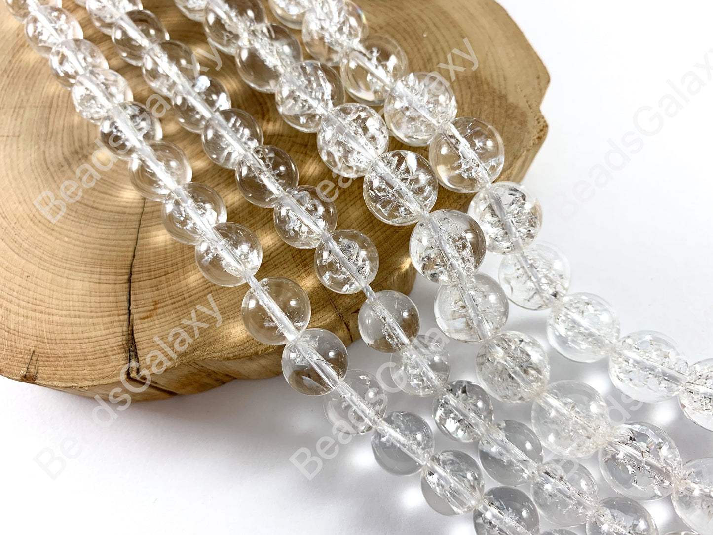 Grade AAA Natural Crackle Clear Quartz High Quality Round Smooth Shiny Beads Healing Crystalline Gemstone 10mm 12mm Around 15"