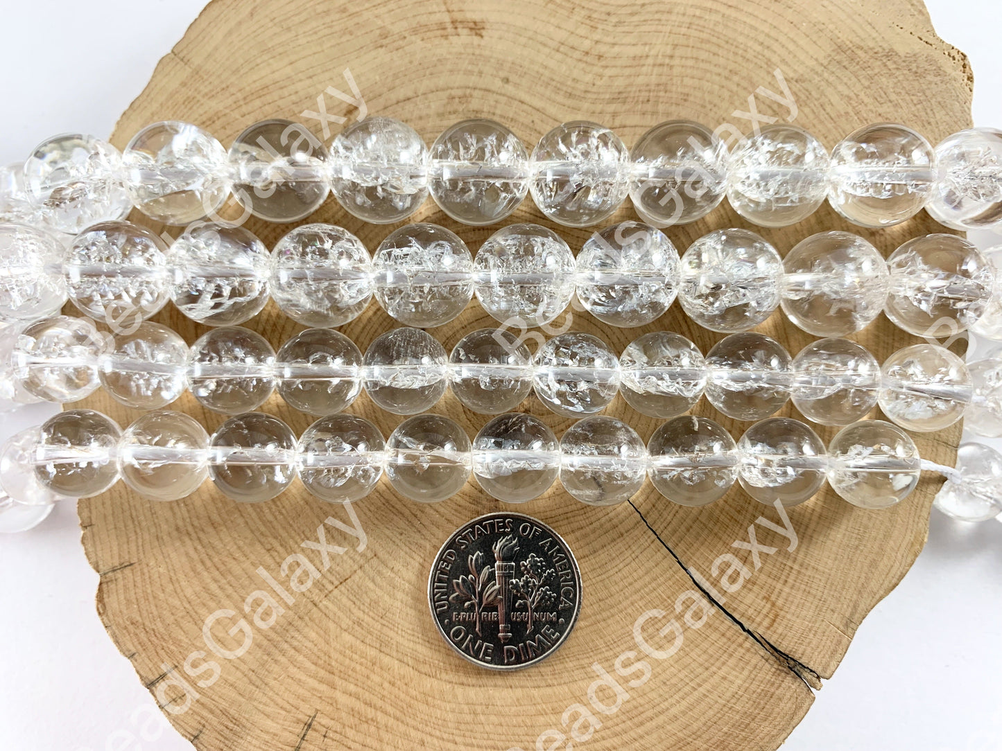 Grade AAA Natural Crackle Clear Quartz High Quality Round Smooth Shiny Beads Healing Crystalline Gemstone 10mm 12mm Around 15"