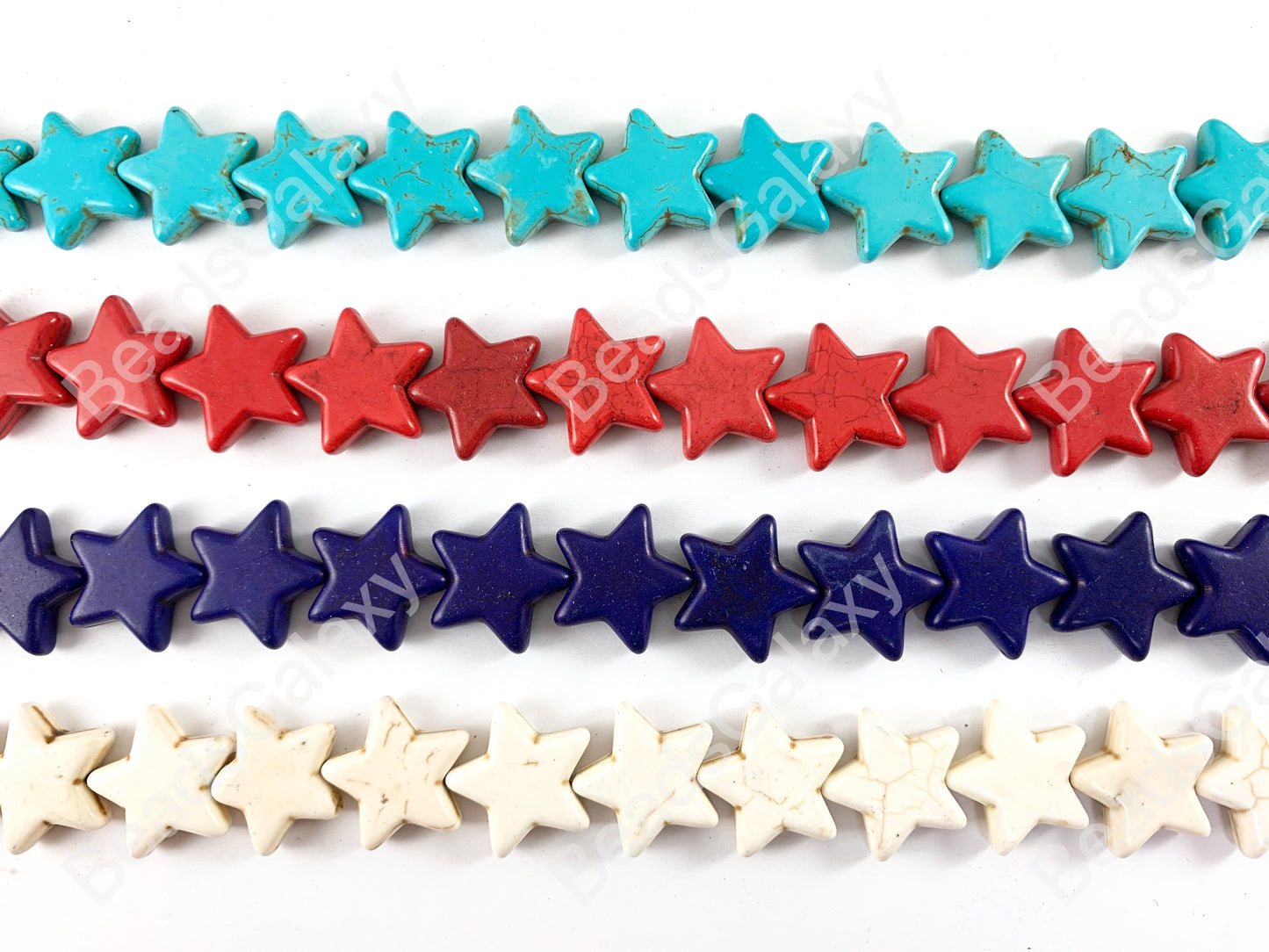 20mm Star Shape Howlite Turquoise Flat July 4th Independence Day Beads 8 Colors Available Around 15"