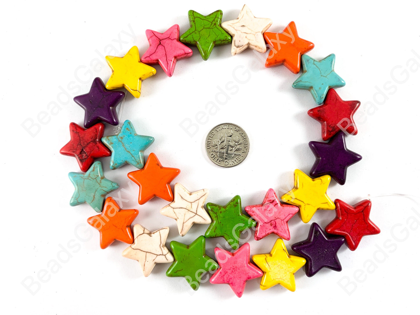 20mm Star Shape Howlite Turquoise Flat July 4th Independence Day Beads 8 Colors Available Around 15"