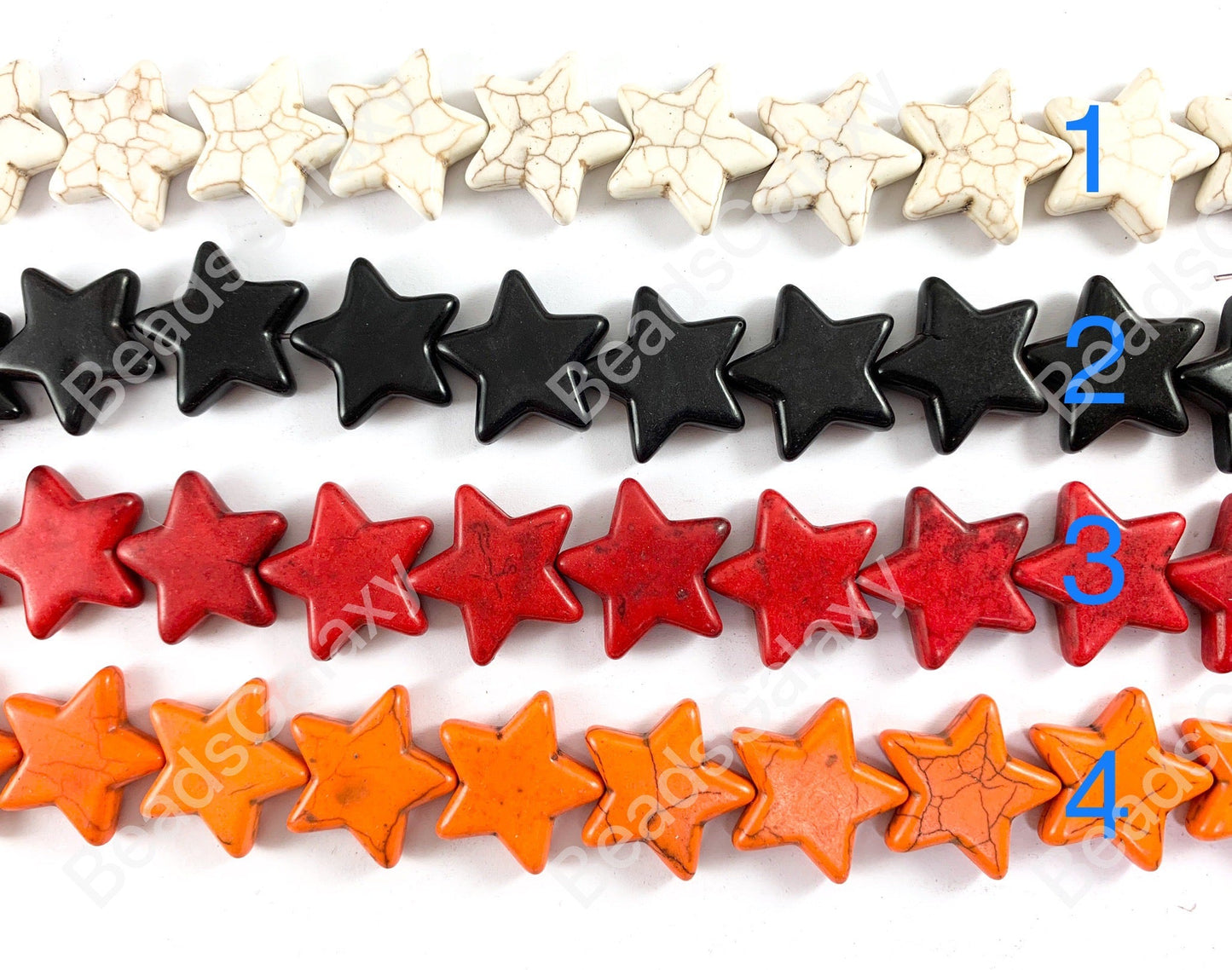 25mm Star Shape Howlite Turquoise Flat Beads 10 Colors Available Around 15"