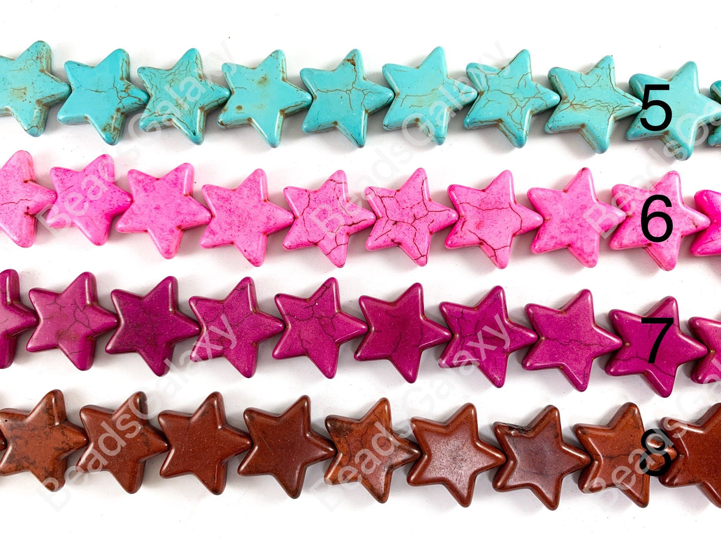 25mm Star Shape Howlite Turquoise Flat Beads 10 Colors Available Around 15"