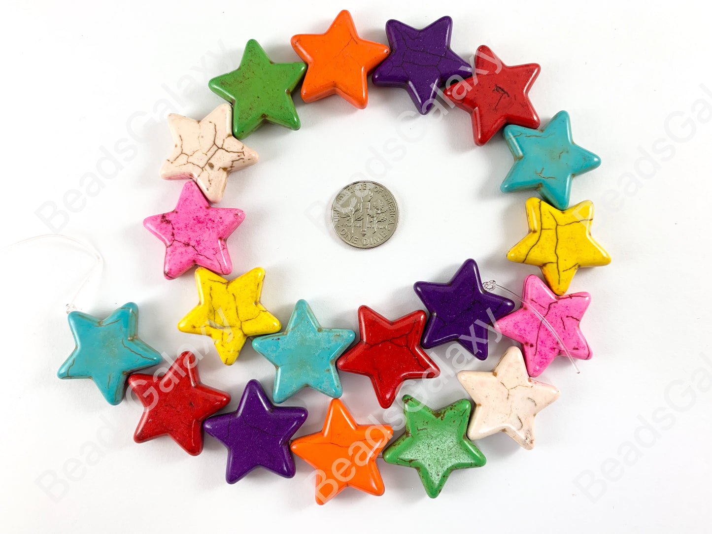 25mm Star Shape Howlite Turquoise Flat Beads 10 Colors Available Around 15"