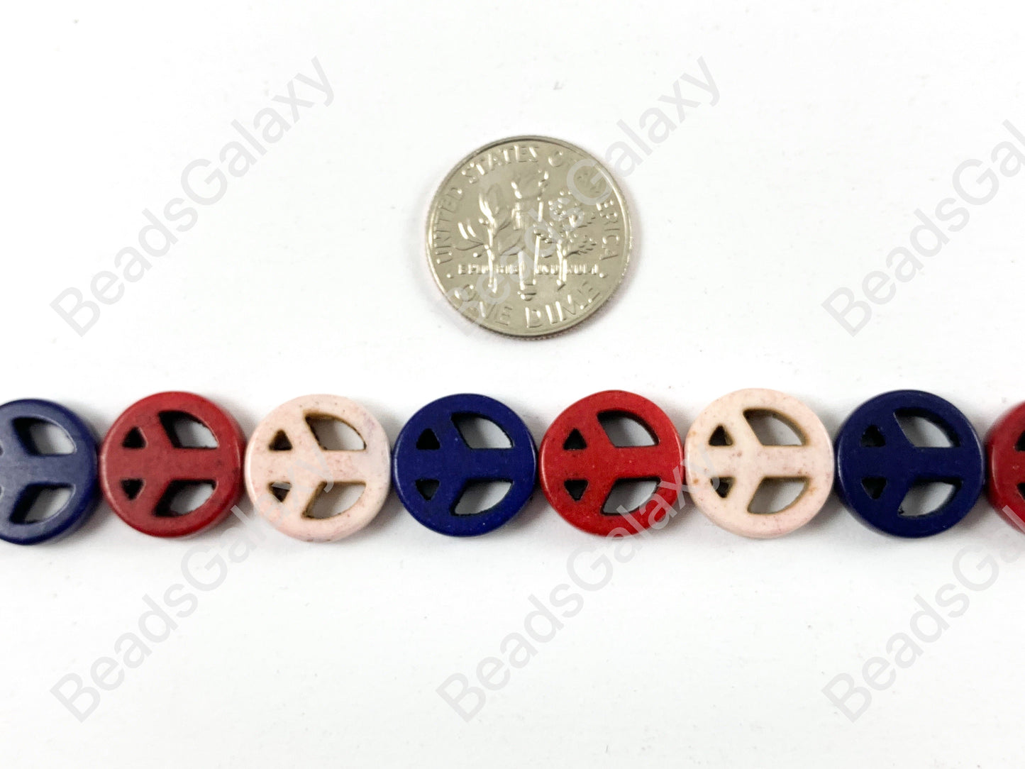 12mm Peace Sign Howlite Turquoise Flat Coin Disc Beads 10 Colors Available Around 15"