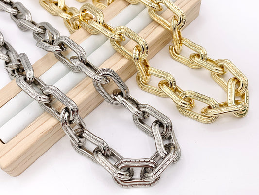 Chunky Paperclip Necklace Gold/Silver Plated Copper Finished Necklace 17.5" with 2" Extension Link 1PC