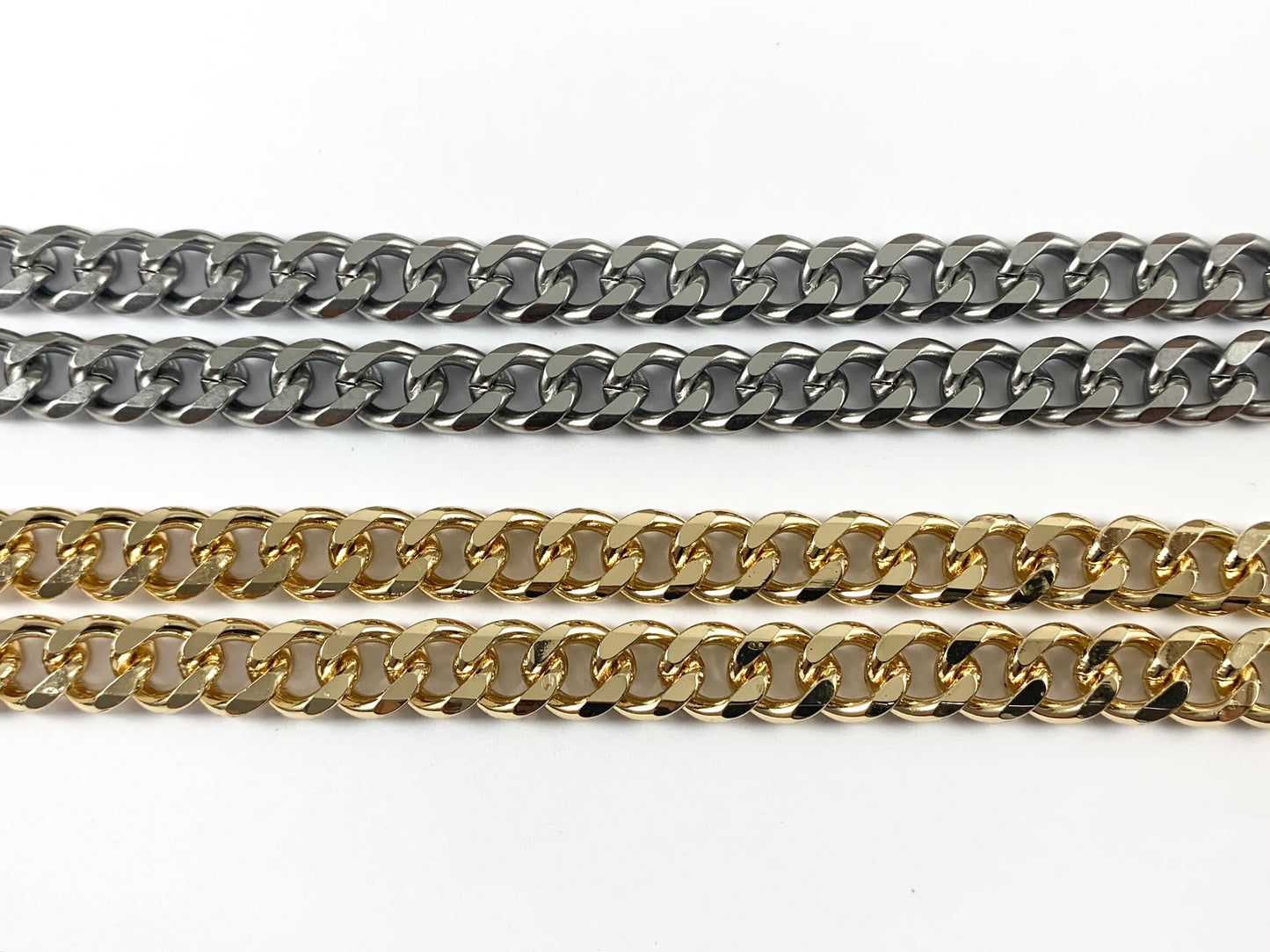 Real Gold/Platinum Plated Chunky Link Chain in Shiny Gold and Matte Silver Color