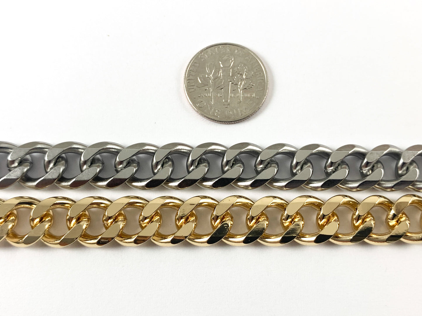 Real Gold/Platinum Plated Chunky Link Chain in Shiny Gold and Matte Silver Color