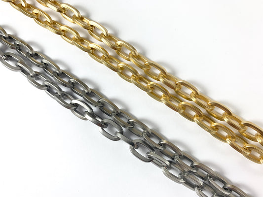 Real Gold/Platinum Plated Chunky Oval Chain in Matte Gold and Matte Silver Color