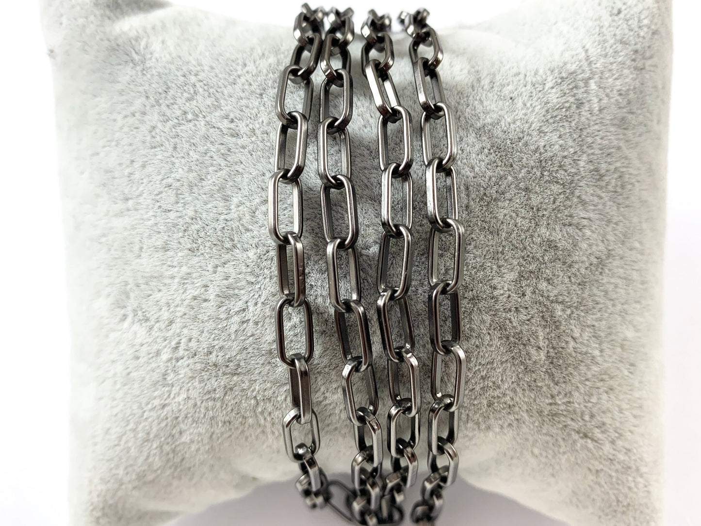 Real 18K Gold/Silver/Gunmetal Plated Paperclip Chain in Matte Gold, Matte Silver and Matte Gunmetal Color