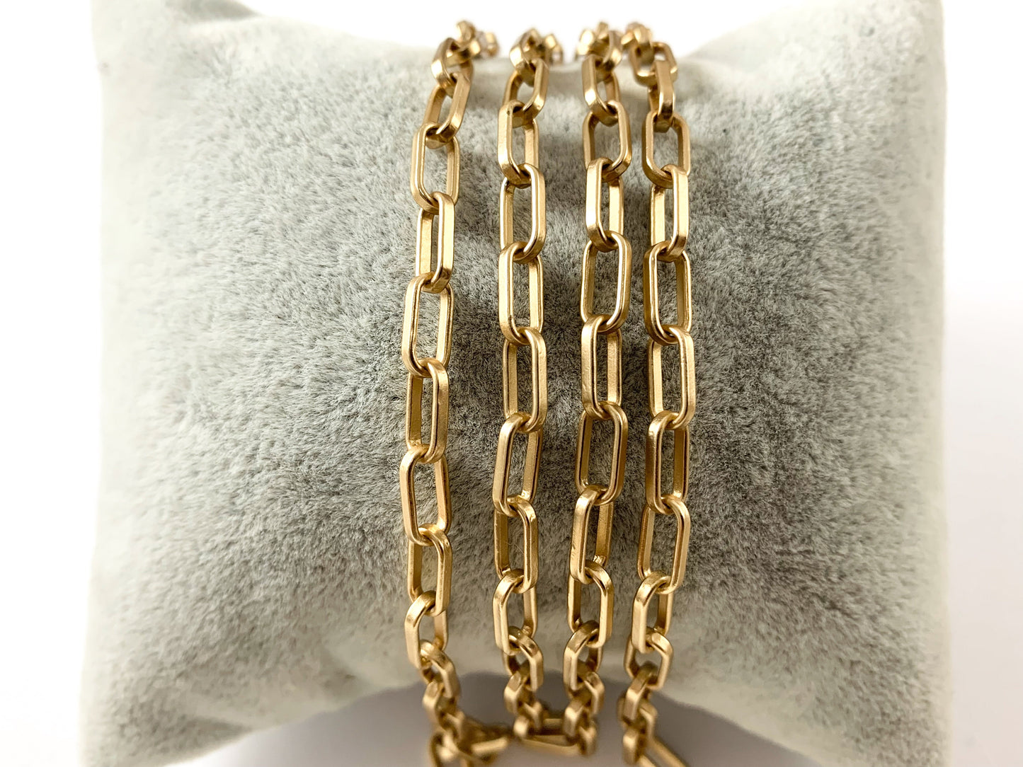 Real 18K Gold/Silver/Gunmetal Plated Paperclip Chain in Matte Gold, Matte Silver and Matte Gunmetal Color