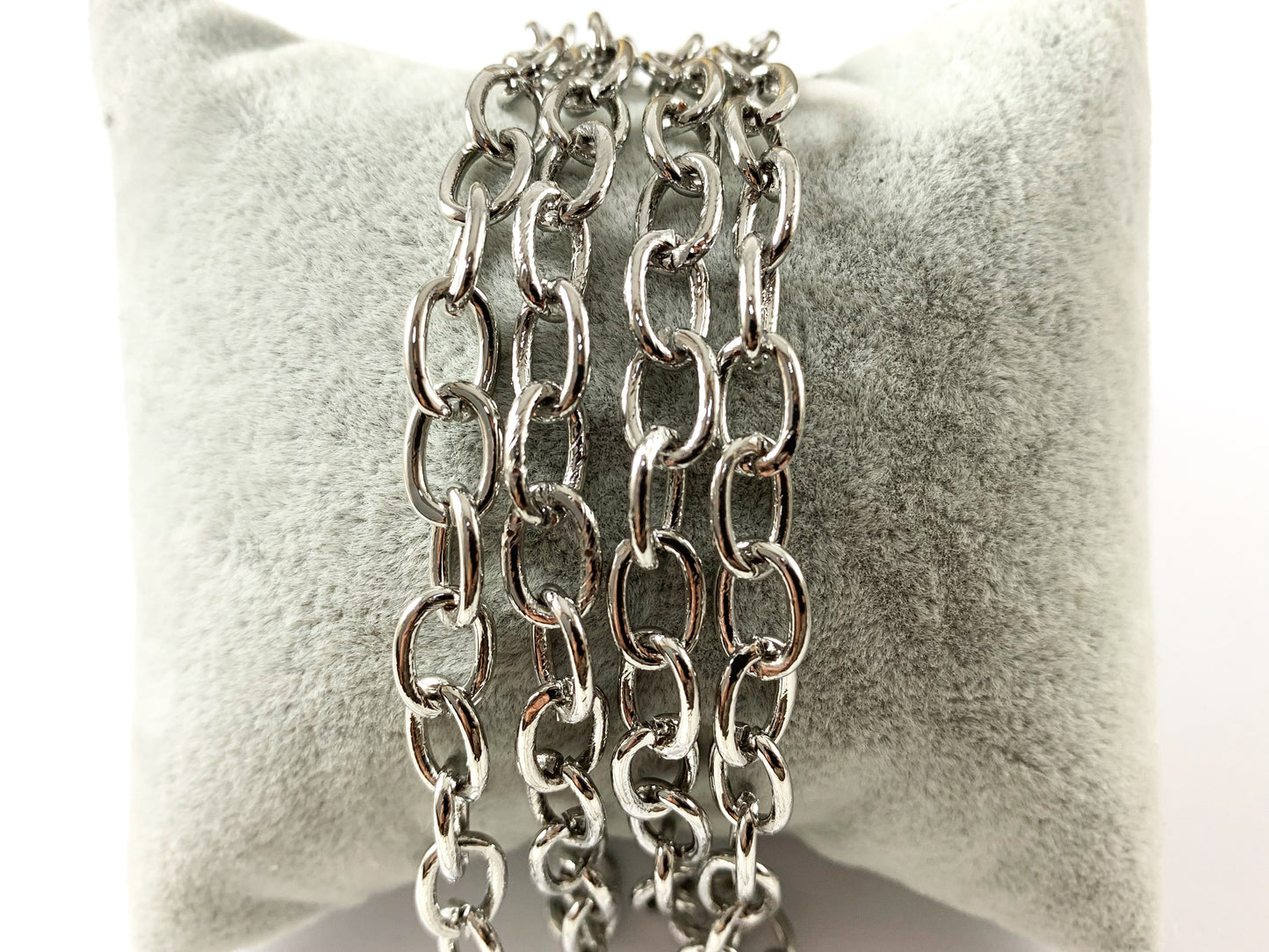 18K Gold/ Platinum/ Antique Silver Plated Thick Oval Link Textured Chain