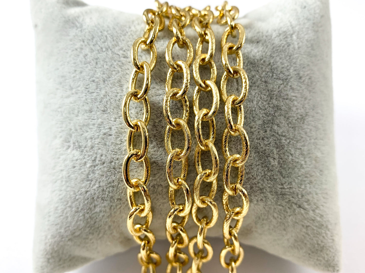 18K Gold/ Platinum/ Antique Silver Plated Thick Oval Link Textured Chain