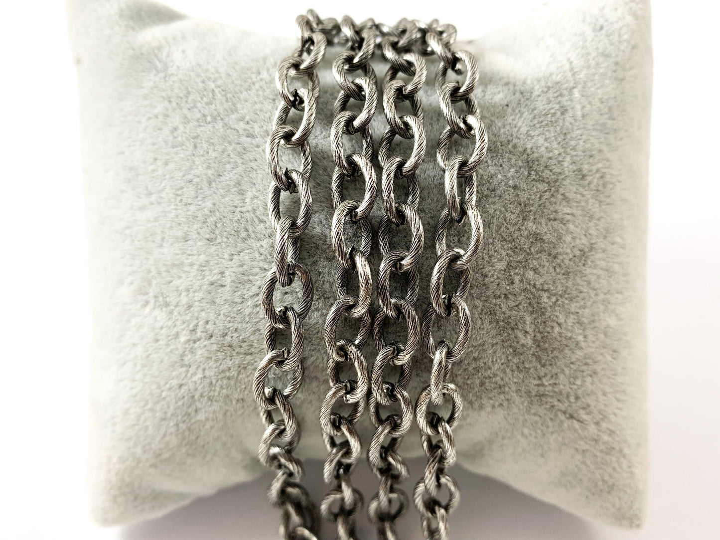18K Gold/ Platinum/ Antique Silver Plated Thick Oval Link Textured Chain